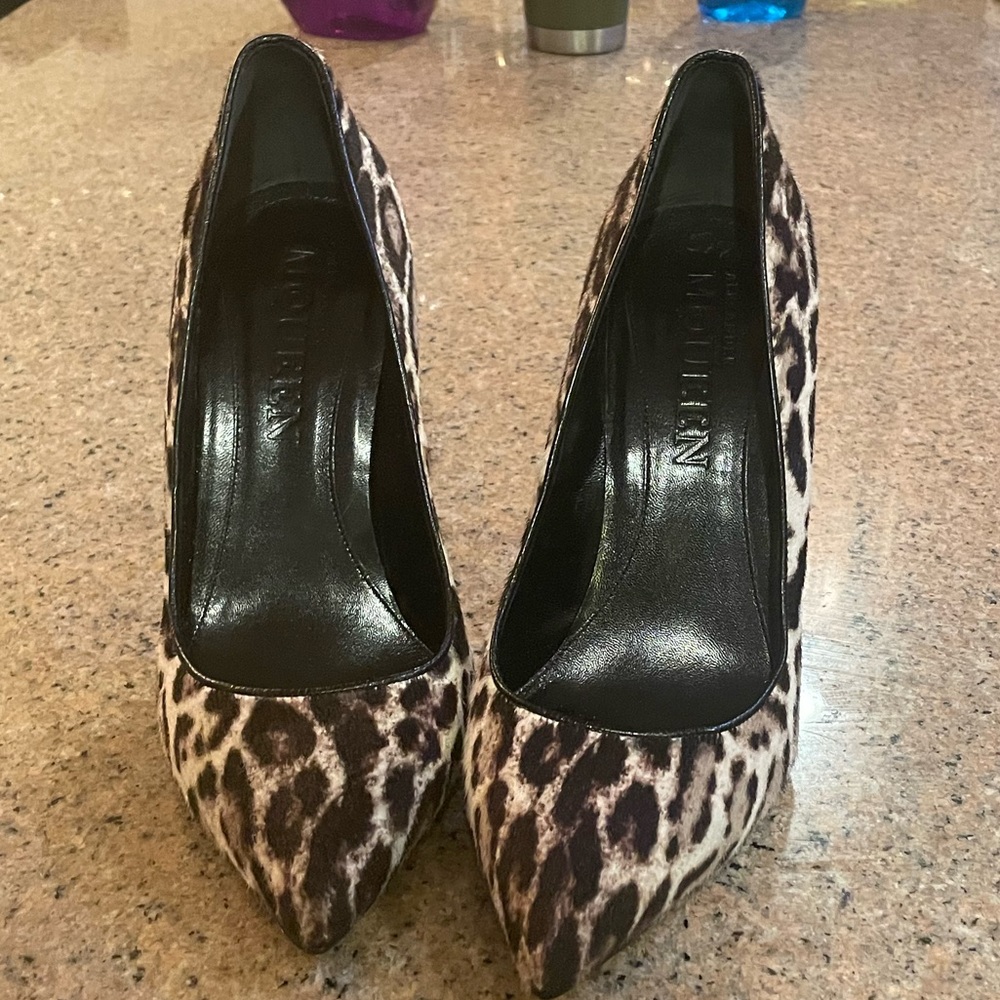 Leopard print stiletto heels